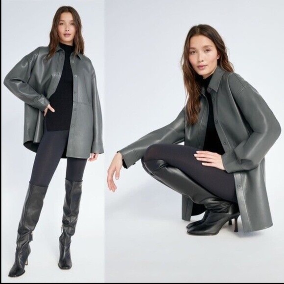 Babaton Pelli Vegan Leather Shirt - Picture 1 of 5